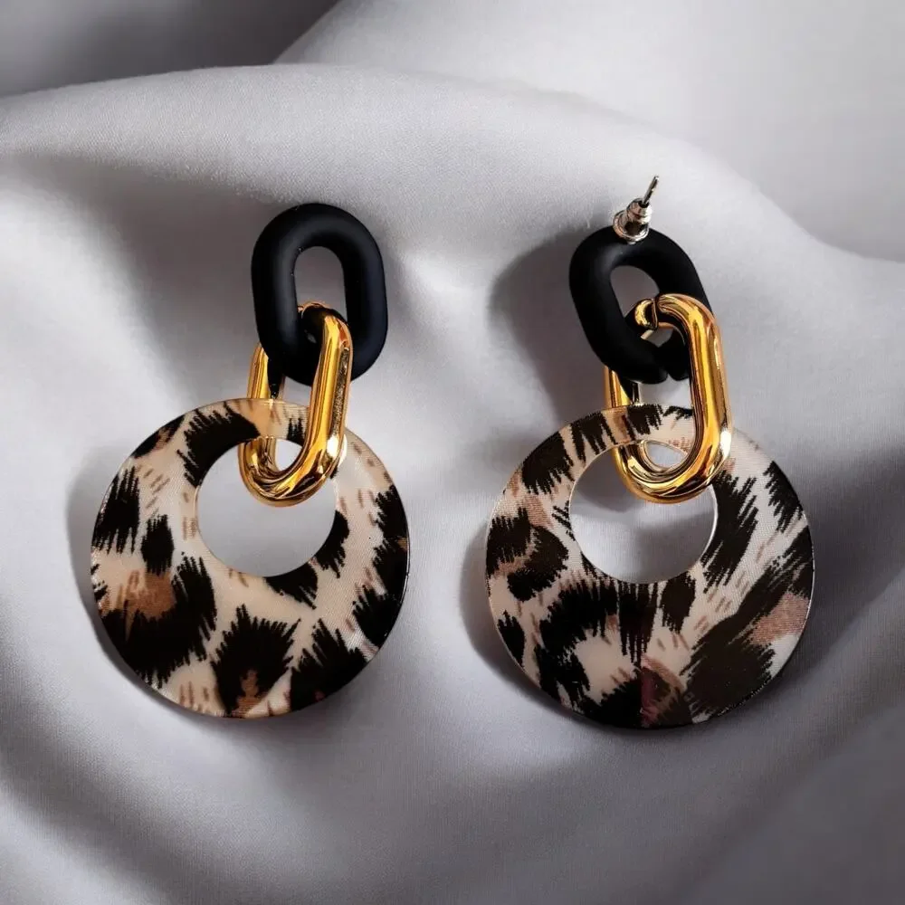 Leopard Print Drop Earrings